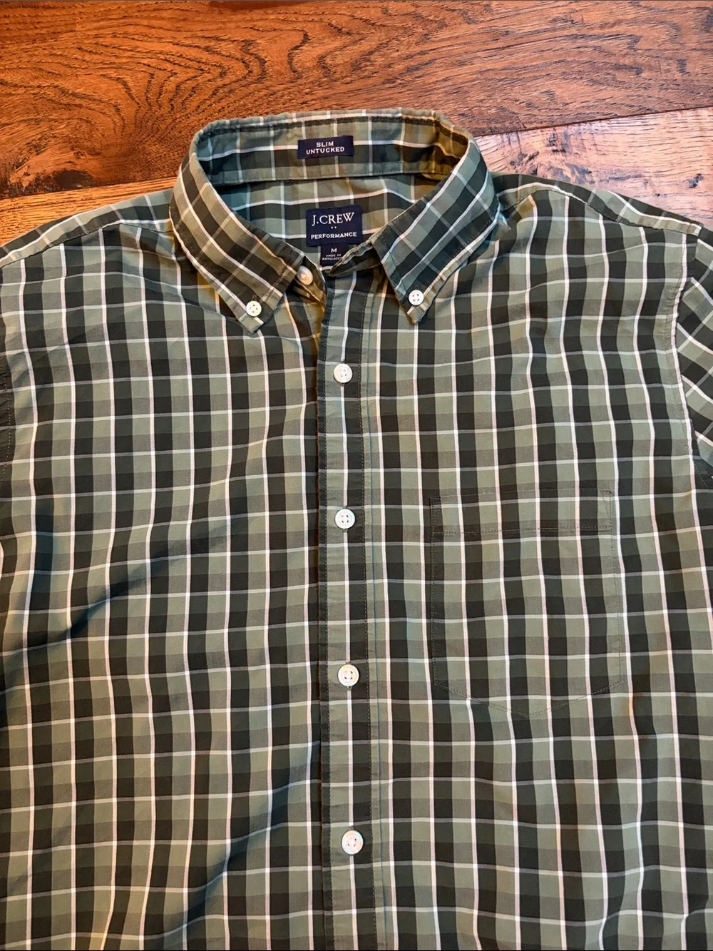 J. Crew Green Plaid slim untucked Button-Down Shirt